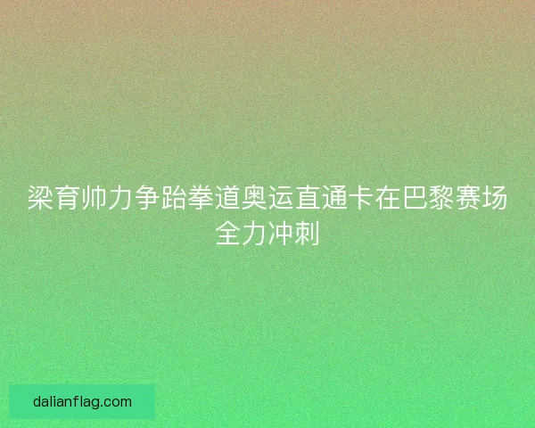 梁育帅力争跆拳道奥运直通卡在巴黎赛场全力冲刺